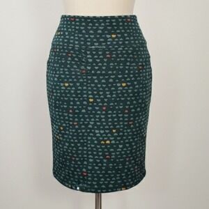 LuLaRoe - Cassie Dark Green and Multicolor Patterned Pencil Skirt Woman's Medium